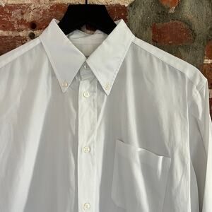 Hermes Men's White Dress Shirt SIze 40 15 3/4 Medium NOTE MISSING BUTTON